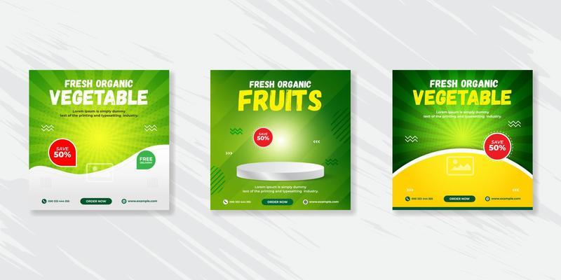 Fresh organic vegetable delivery social media post template