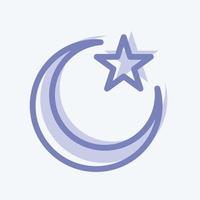 Icon Moon and Star - Two Tone Style - Simple illustration vector