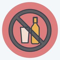 Icon No Drinks - Color Mate Style - Simple illustration vector