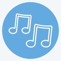 icono de notas musicales - estilo ojos azules - ilustración simple, buena para impresiones, anuncios, etc. vector