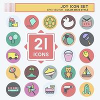 conjunto de iconos de juguete - estilo mate de color - ilustración simple vector