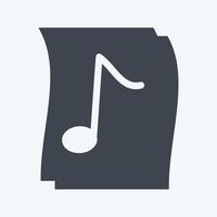 Icon Music on Paper - Glyph Style - Simple illustration, Good for Prints , Announcements, Etc