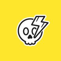 skull and electricity illustration flat,sticker style simple vector