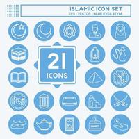 Icon Set Islamic - Blue Eyes Style - Simple illustration vector