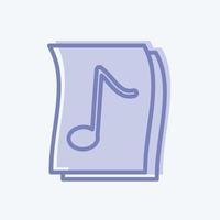 Icon Music on Paper - Two Tone Style - Simple illustration, Good for Prints , Announcements, Etc vector