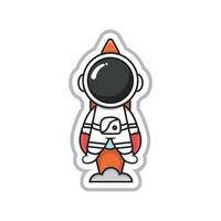 astronaut character illustration vector is skyrocketing, colorful cartoon style design