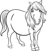 cartoon shetland pony animal character coloring book page vector