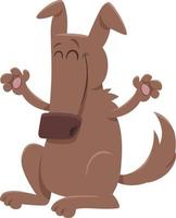 happy brown cartoon dog animal character vector