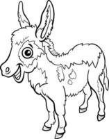 cartoon baby donkey farm animal coloring book page vector