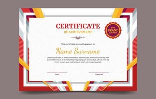 Red Certificate Template with Flat Design Style vector