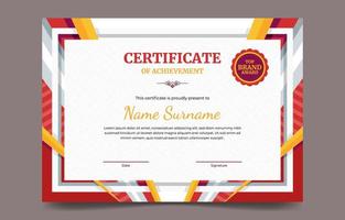 plantilla de certificado rojo con estilo de diseño plano vector