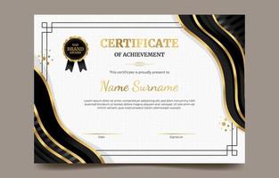 elegante plantilla de certificado con detalles dorados y negros vector