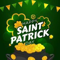 hojas de trébol del día de san patricio con monedas de oro vector