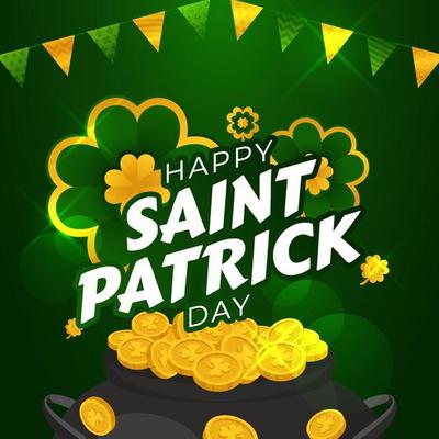 St Patrick's Day Clover Leaves with Golden Coins