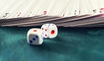 dice with cards on the table photo