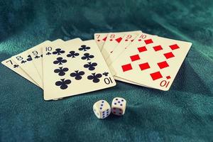 dice with cards on the table photo