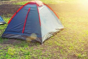 tourist tents in the evening at sunset photo