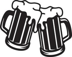 Vector illustration of the beer mugs toasting