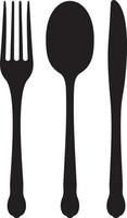 Fork, spoon and knife silhouette vector