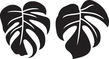 Black monstera leaf vector