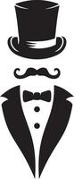 Tuxedo, top hat and mustache vector