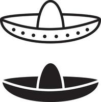 Sombrero outline and silhouette vector