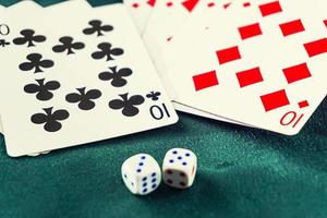 dice with cards on the table photo