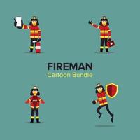 Cartoon Batch of Fireman . Bundle. Set vector