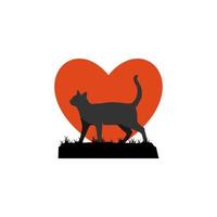 gráfico de vector de ilustración del logotipo de amor de gato. perfecto para usar en empresas de tecnología