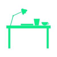 Office desk illustrated on white background vector