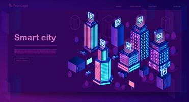 Smart city isometric architecture concept vector