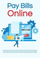 Pay bills online poster vector template. Credit card transactions. Brochure, cover, booklet page concept design with flat illustration. Internet banking. Advertising flyer, leaflet, banner layout idea