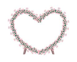 Pink heart shaped flower gate semi flat color vector object