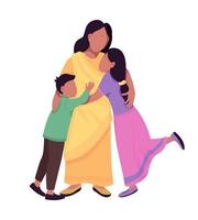 Happy hugging family semi flat color vector characters