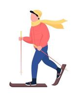 Person skiing semi flat color vector character