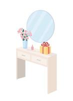 Dresser cabinet with decorations semi flat color vector object