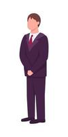 Man in formal suit semi flat color vector character