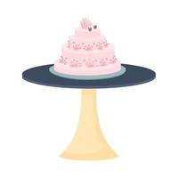 Wedding cake on stand semi flat color vector object