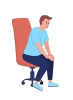 Surprised man sitting in chair semi flat color vector character