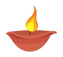 Candle for Diwali holiday semi flat color vector object