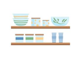 Shelves for kitchen semi flat color vector objects