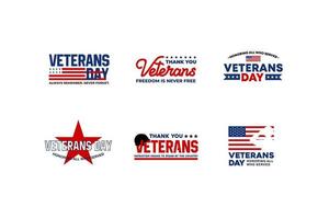 Set Of Label Badge Veterans Day with US Flag vector