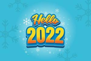 cartoon style hello new year 2022 vector