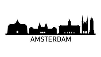Amsterdam horizonte ilustrado sobre fondo blanco. video