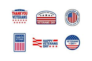 Set Of Label Badge Veterans Day with US Flag vector