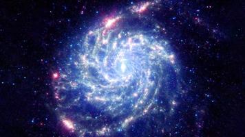 galaxy exploration through outer space towards glowing milky way galaxy video