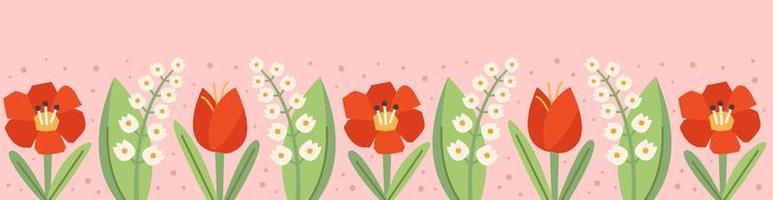 Happy Easter illustration banner greeting card design element flowers nature poppy flower snowdrop tulip vector