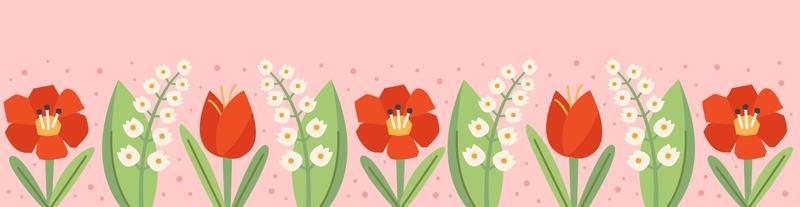 Happy Easter illustration banner greeting card design element flowers nature poppy flower snowdrop tulip