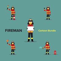 Cartoon Batch of Fireman . Bundle. Set vector