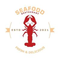 gráfico de vector de ilustración del logotipo de restaurante de mariscos de langosta. perfecto para usar en empresas de alimentos